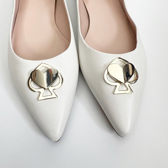 Kate Spade Lenora Leather Flats Pointed Toe Wedding Bridal Bachelorette Bride 7 - Picture 3 of 10